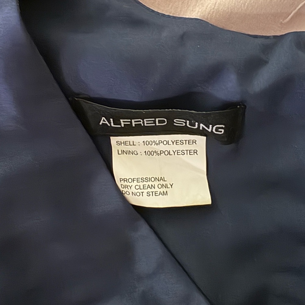 ALFRED SUNG Navy Pleated Fit and Flare Mini Dress - Picture 3 of 4
